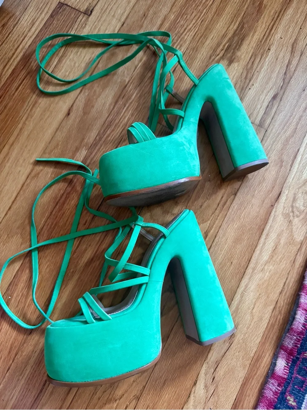 Schutz nubuck platform lace up heels